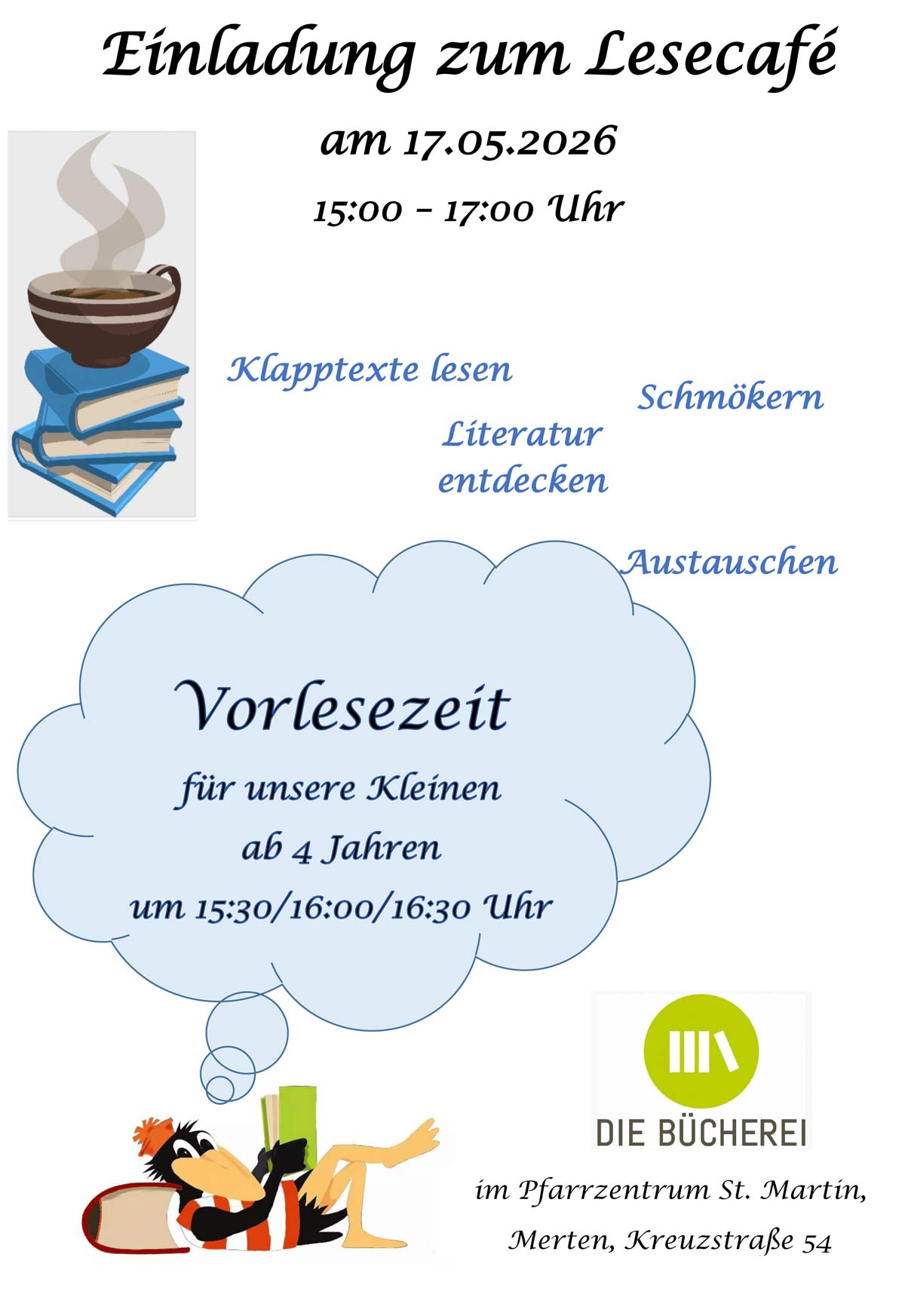 Einladung Lesecafe Plakat